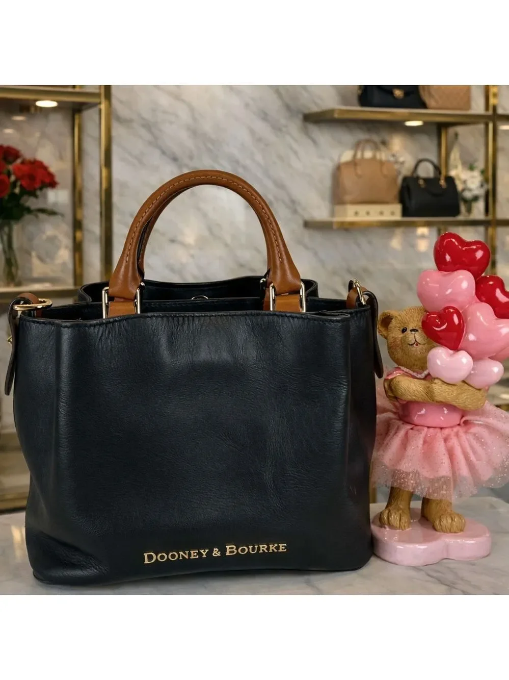 Dooney & Bourke Black Tan City Small Barlow Satchel Bag Hand Crossbody Mini Purs